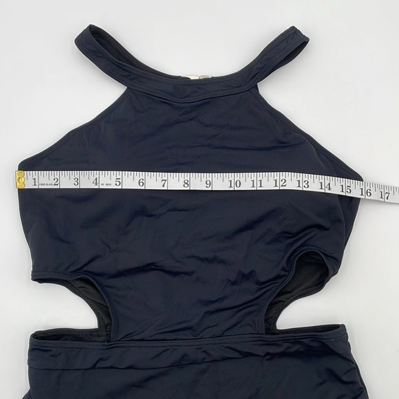 Holipick Black One-Piece Monokini Swimsuit High Neck Cutout Snap/Hook Closure - Picture 14 of 17